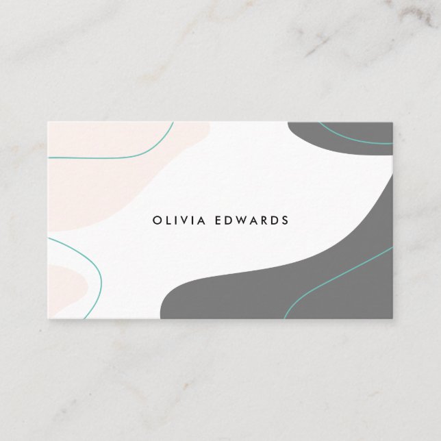 Carte De Visite Gris rose pastel moderne turquoise abstrait (Devant)