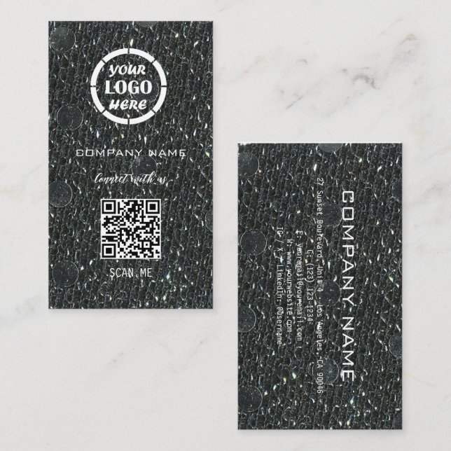 Carte De Visite Gris Silver Design professionnel Moderne Code QR (Devant / Derrière)