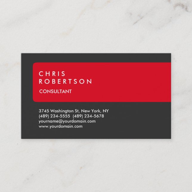 Carte De Visite Gris spécial unique rouge bande (Devant)