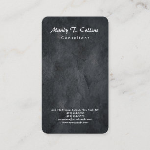 Carte De Visite Gris Texture Brush Script minimaliste moderne