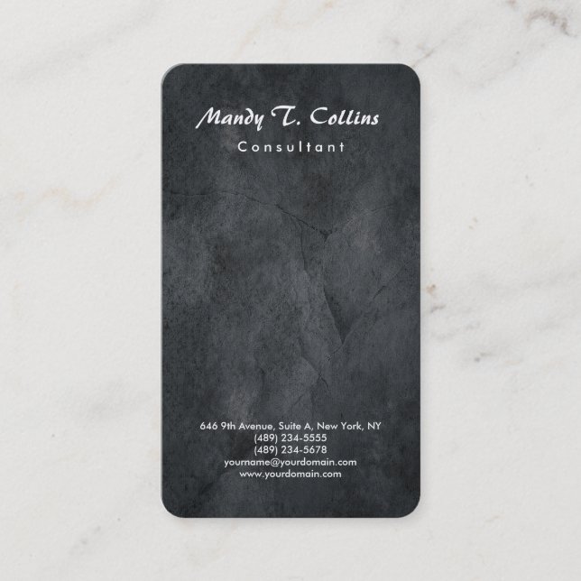 Carte De Visite Gris Texture Brush Script minimaliste moderne (Devant)