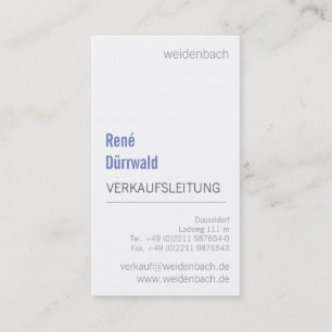 Carte De Visite Gris typographique blanc bleu