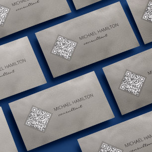Carte de visite grise avec code QR scintillant