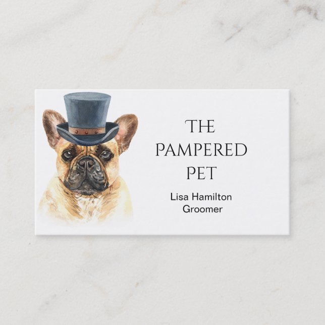 Carte De Visite Groomer pour animaux de compagnie français Bullog/ (Devant)
