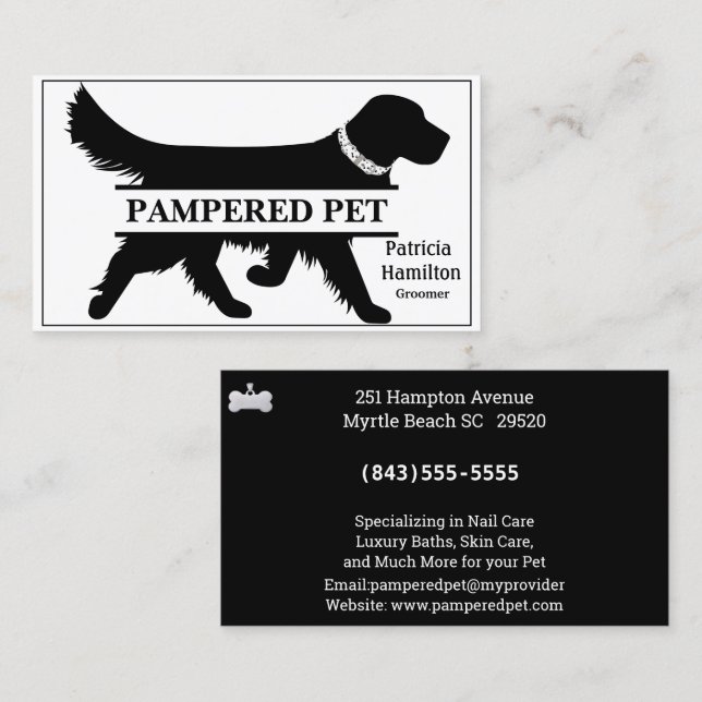 Carte De Visite Groomer pour animaux de compagnie Golden Retriever (Devant / Derrière)