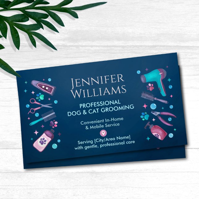 Carte De Visite Groomer pour animaux domestiques et élevage de chi (Créateur téléchargé)