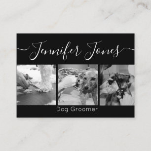 Carte De Visite Grooming minimaliste tendance Chien noir et blanc