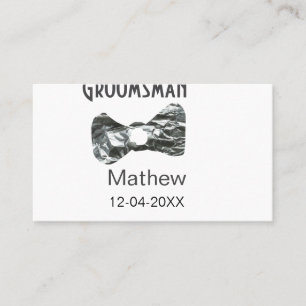Carte De Visite Groomsman ajouter nom date année col gris arc text