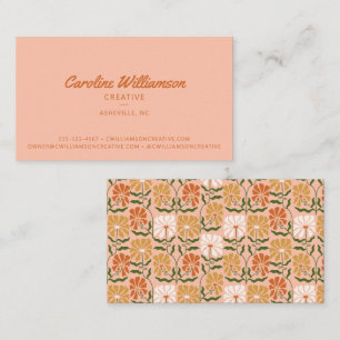 Carte De Visite Groovy Rétro Boho Orange Brûlé Botanique Tendance