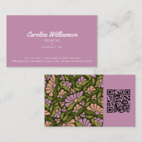 Groovy Rétro Boho Violet Vert Botanique Tendance Q