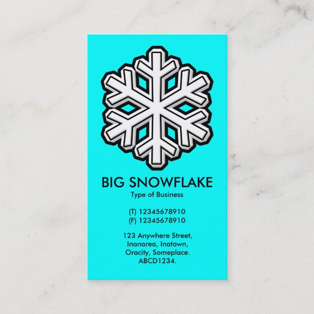 Carte De Visite Gros Flocon de neige - Cyan (00FFFF) (Devant)