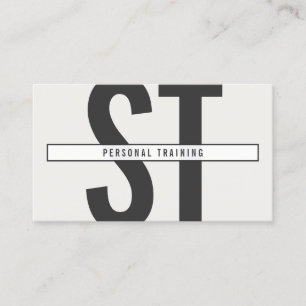 Carte De Visite Gros Initiales Monogramme en gris et noir