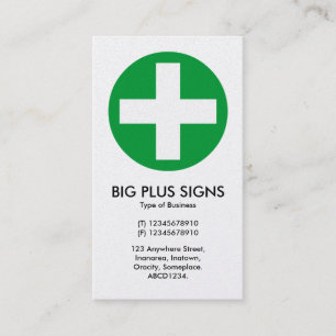 Carte De Visite Gros Plus Signs Vert - Blanc (Carte Or)