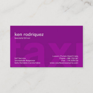 Carte De Visite Grosses Lettres De Taxi Violet Conducteur De Taxi 