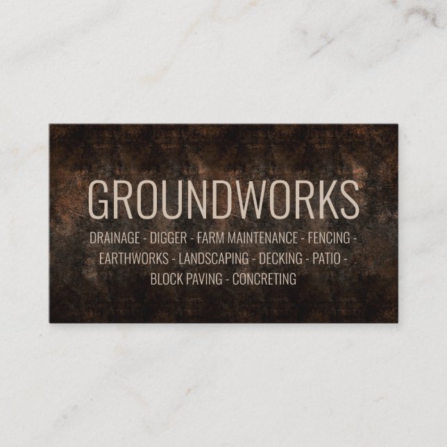Carte De Visite Groundworks Architecte paysagiste Brown Ground (Devant)