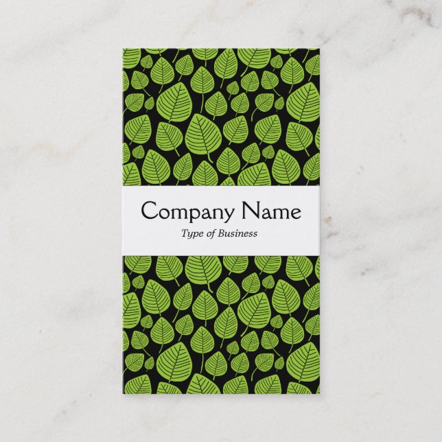 Carte De Visite Groupe Centre - Feuilles - Martian Green sur Noir (Devant)
