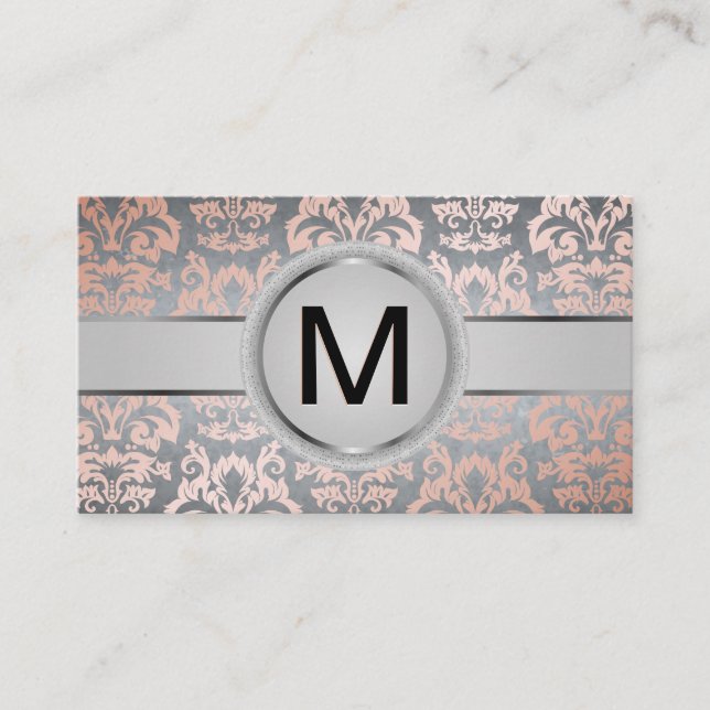 Carte De Visite Groupe Monogramme de luxe | Rose métallique Gold D (Devant)