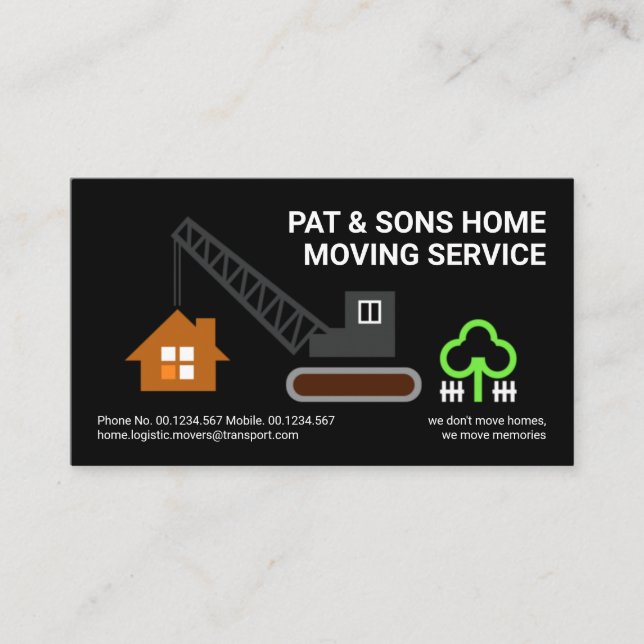Carte De Visite Grue créative stylée Moving Home Transport (Devant)