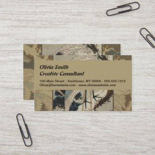 Carte De Visite Grues sur un pin couvert de neige Hokusai