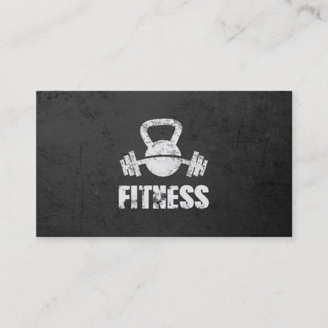 Carte De Visite Grunge Fitness Personal Trainer Kettlebell Barbell (Devant)