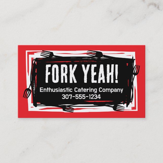 Carte De Visite Grunge funky art forks chef cuisine gastronomique (Devant)