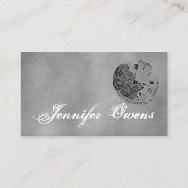 Carte De Visite Grunge Grey Horloge personnelle (Devant)