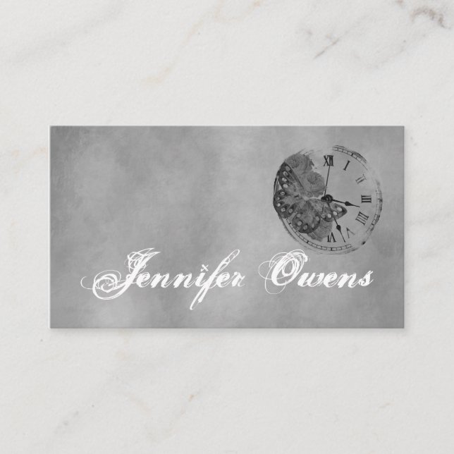 Carte De Visite Grunge Grey Horloge personnelle (Devant)