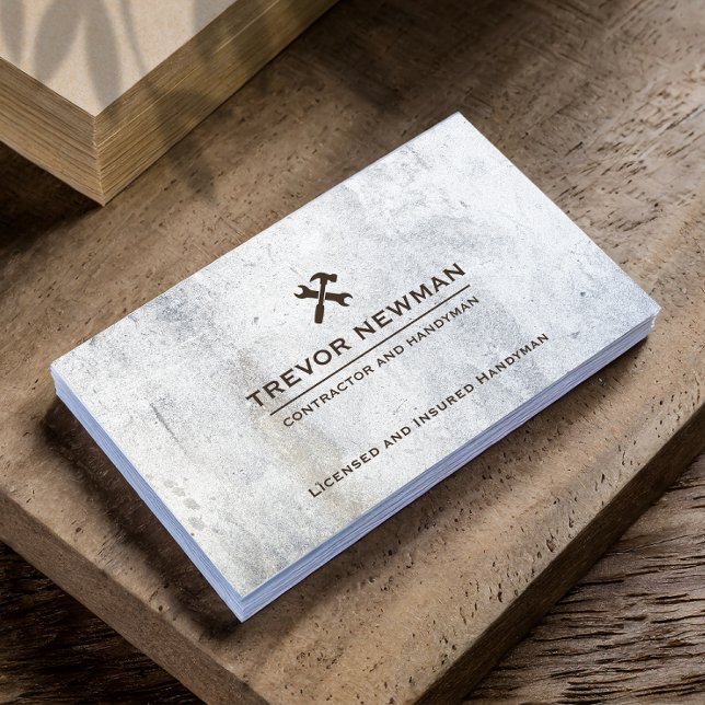 Carte De Visite Grunge Handyman Carpenter Tools Béton (Créateur téléchargé)