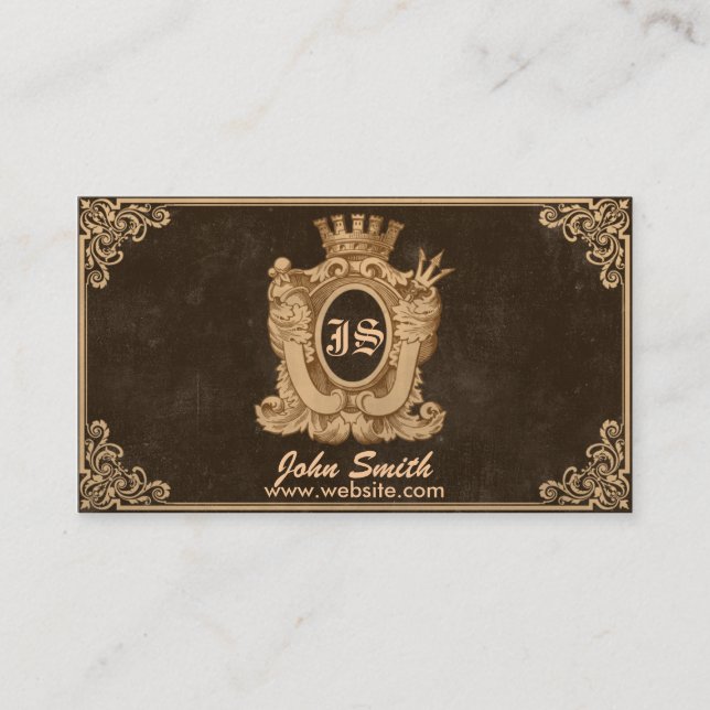Carte De Visite Grunge Heraldry Monogramme (Devant)
