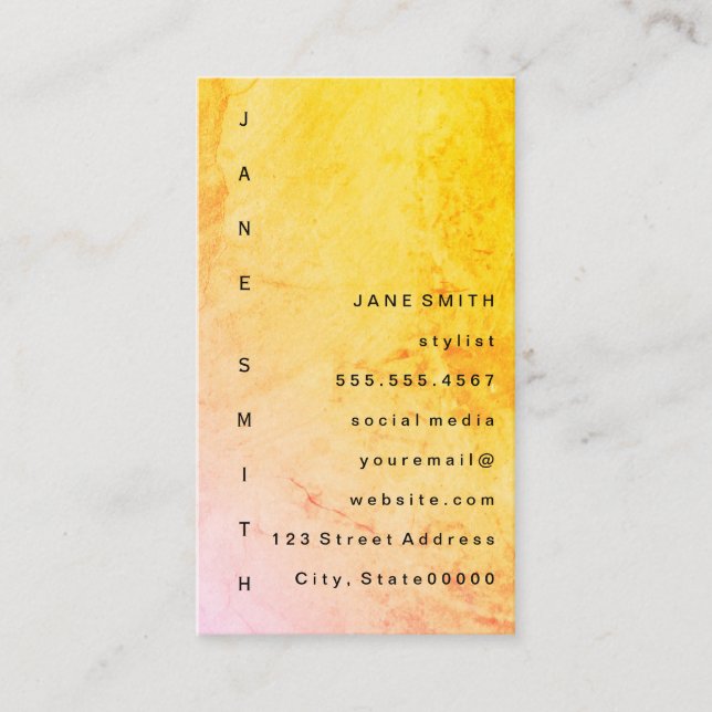 Carte De Visite Grunge moderne avec texte vertical (Devant)