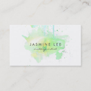 Carte De Visite grunge moderne chic de vert d'aquarelle de