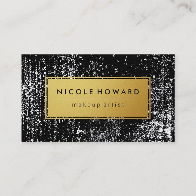 Carte De Visite Grunge moderne et élégant Faux Gold avec bordure (Devant)