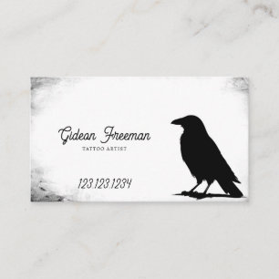 Carte De Visite Grunge Noir & Blanc Crow Silhouette Artiste de tat