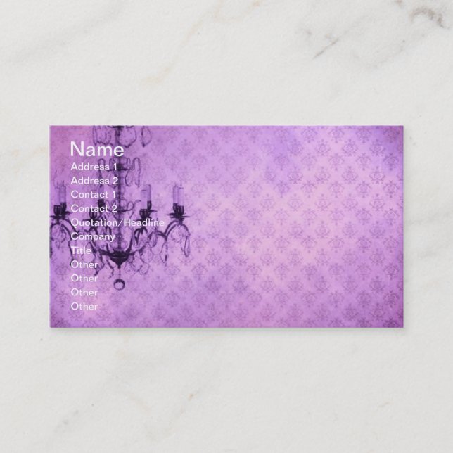 Carte De Visite Grunge Papier peint lustre violet arrière - plan (Devant)