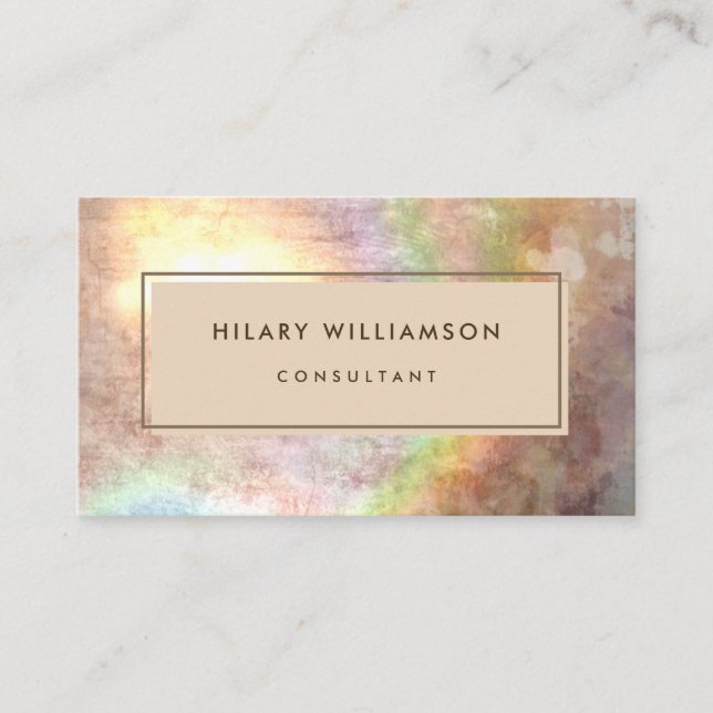 Carte De Visite Grunge Pastel Holographe Beige (Devant)