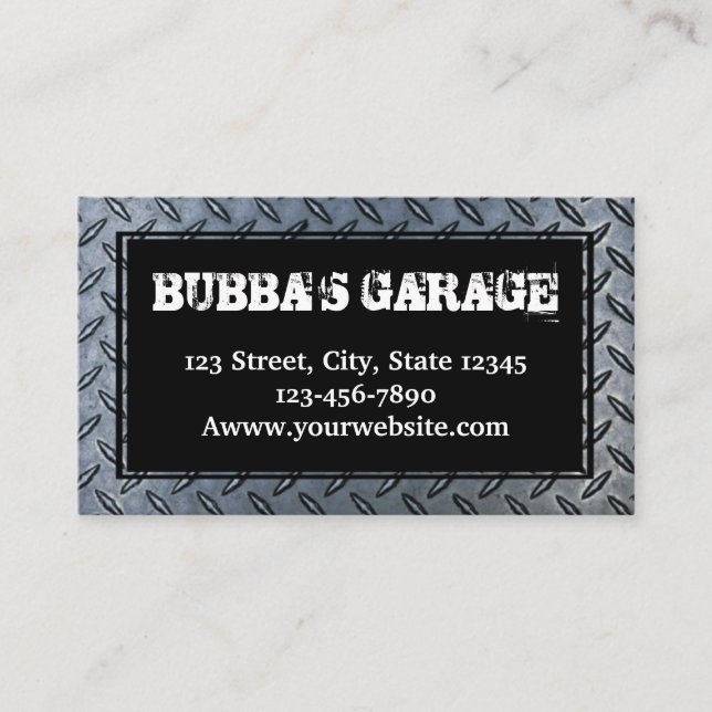 Carte De Visite Grunge pour hommes des pneus à filature métallique (Devant)