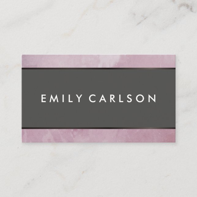 Carte De Visite Grunge rose moderne avec finition métallique Brown (Devant)