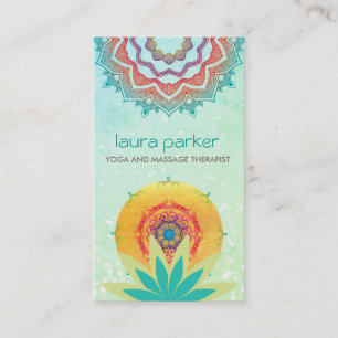 Carte De Visite Guérison verte de yoga de logo de mandala de fleu