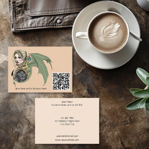 Carte De Visite Guerrière Elfe Dragon Fantastique Magique Médiéval