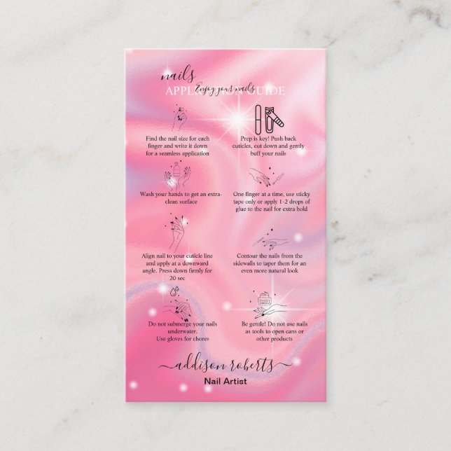 Carte De Visite Guide d'application Glam Iridescente Nails Bu (Devant)