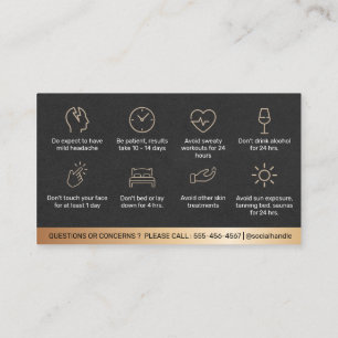 Carte De Visite Guide de soins après Botox Rétro Bronze Noir