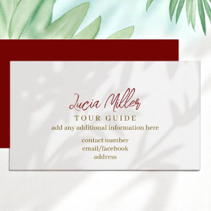 Carte De Visite Guide d'excursions ombres en feuilles gris pâle