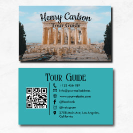Carte De Visite Guide du voyage Agent de voyage Turquoise Code QR