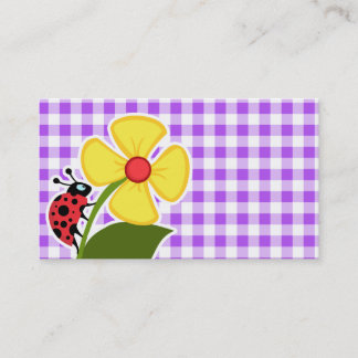 Carte De Visite Guingan Checkered pourpre ; Coccinelle