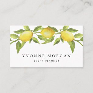 Carte De Visite Guirlande de verdure de citron d'aquarelle