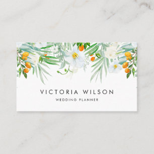 Carte De Visite Guirlande d'orchidées blanches et de kumquats à l'