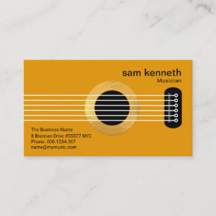 Carte De Visite Guitar Jaune Gold Sound Hoacher Professeur de musi