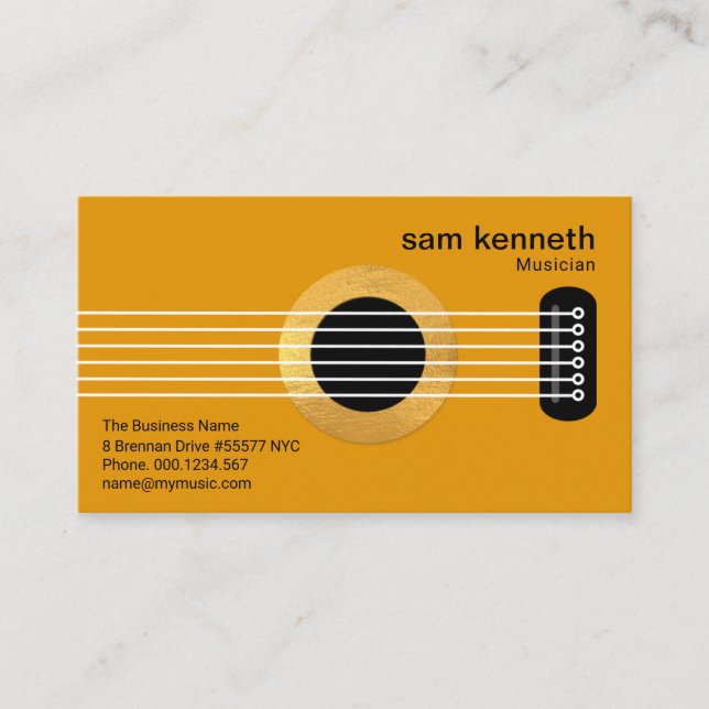 Carte De Visite Guitar Jaune Gold Sound Hoacher Professeur de musi (Devant)