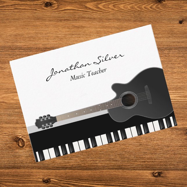 Carte De Visite Guitare Acoustique Personnalisée Piano Keys profes (Créateur téléchargé)