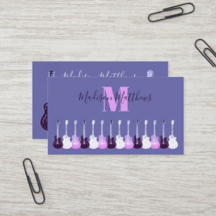 Carte De Visite Guitare acoustique rose violet professeur de musiq